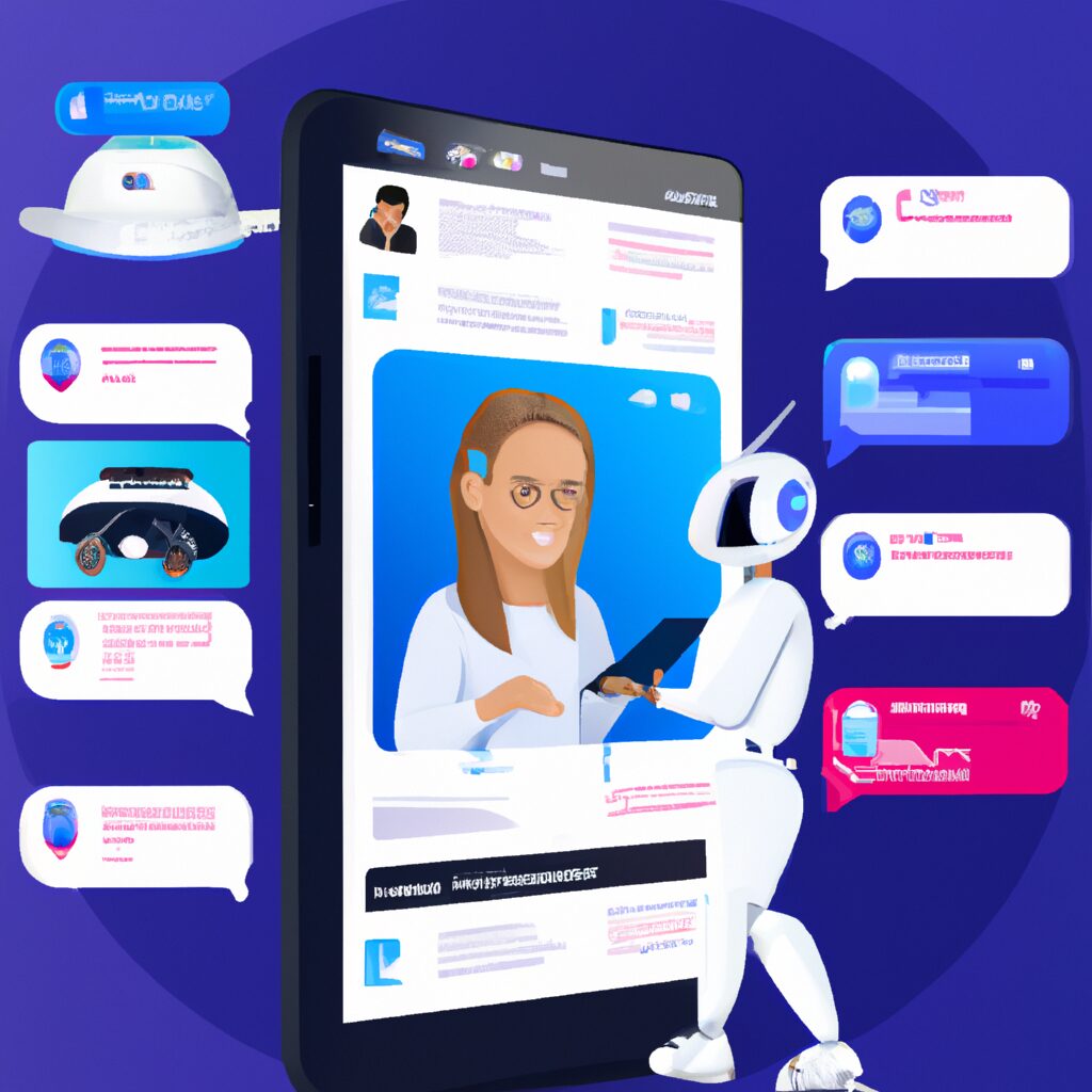 AI chatbot assistant interacting with diverse users through various devices